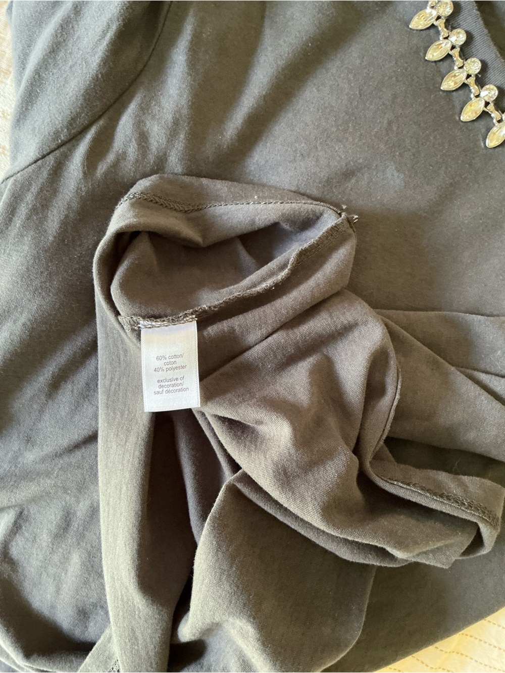 Embellished Jewel-Neck Short Sleeve Tee - Dark grey - Picture 3 of 3